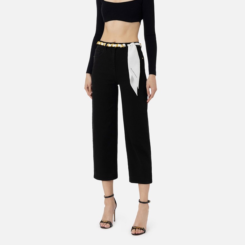 Jeans Elisabetta Franchi Palazzo cropped Donna
